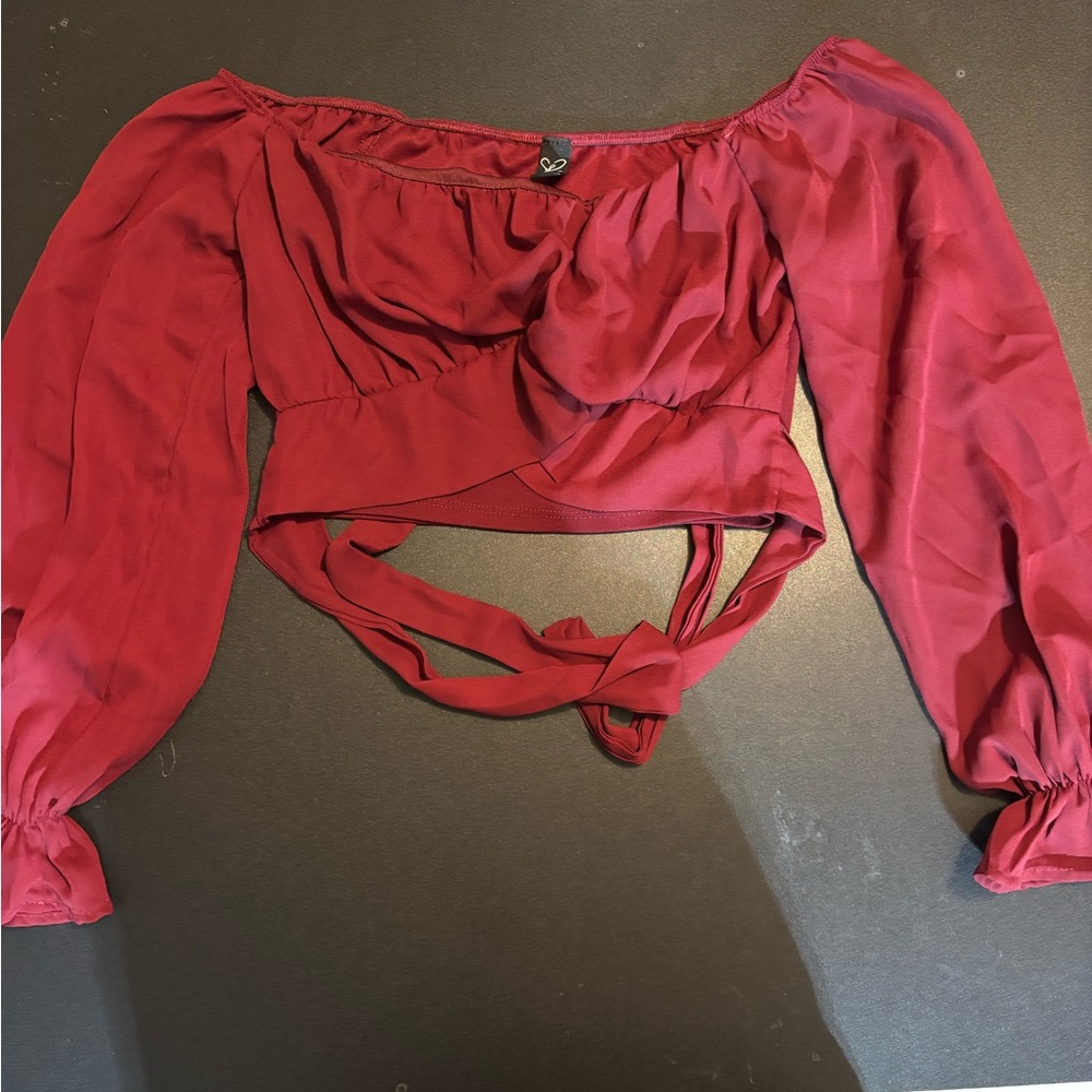 Windsor Chic Red Off-Shoulder Blouse